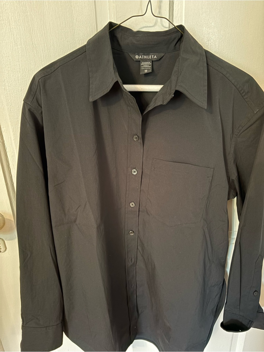 Athleta Black Midday Relaxed Poplin button up shirt XS oversized / tunic